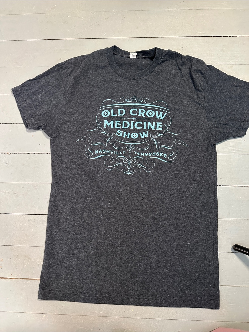 Old Crow Medicine Show Charcoal Tour Tee with Light Blue Nashville Tn - Picture 5 of 6